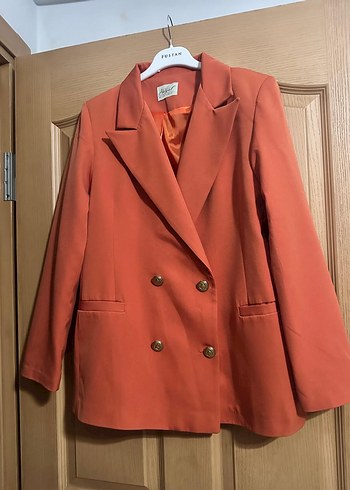 Zara Dugmeli Kadin Kahverengi Midi Blazer