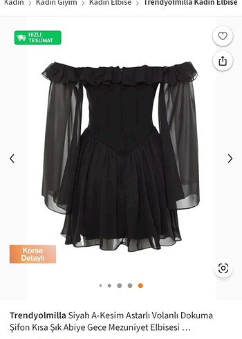 Trendyolmilla Siyah Straplez Volanlı Mini Elbise