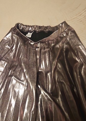 Zara Parlak Kahverengi Deri Pilili Kız Etek