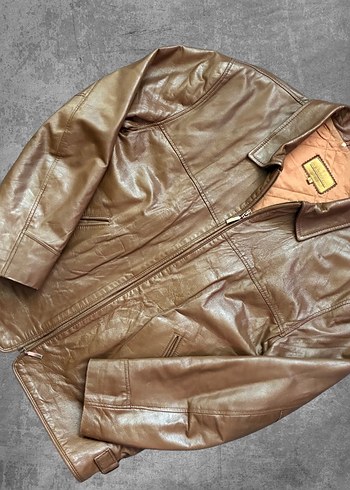 Vintage Erkek Kahverengi Deri Ceket - Görsel 2