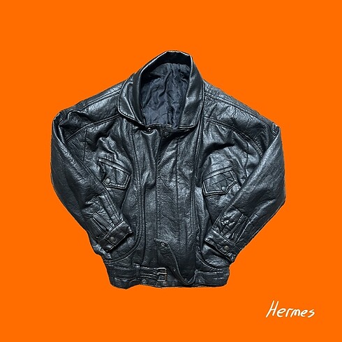 Vintage Erkek Bomber Deri Ceket