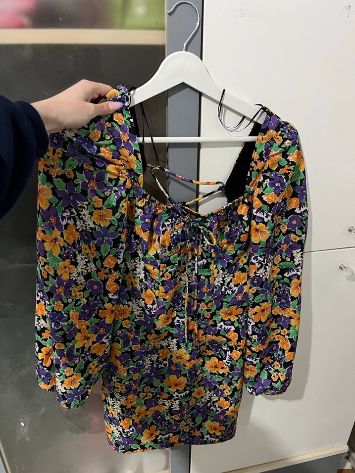 Çiçek Desenli Mini Bohem Elbise - Görsel 4