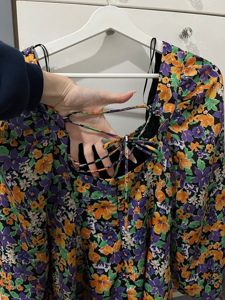 Çiçek Desenli Mini Bohem Elbise - Görsel 3