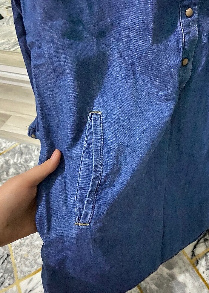 Diz üstü kot elbise - Görsel 4