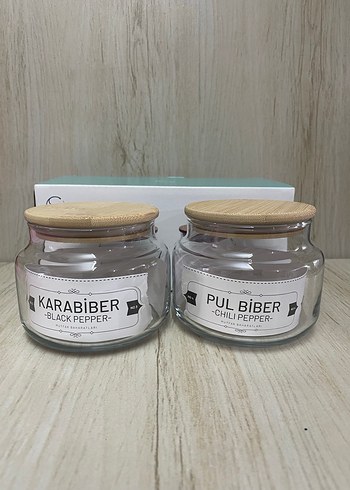 AHŞAP KAPAKLI CAM BAHARATLIK SET 2Lİ - Görsel 4