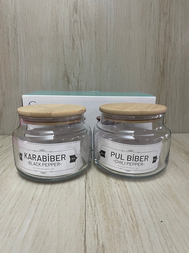 AHŞAP KAPAKLI CAM BAHARATLIK SET 2Lİ - Görsel 4