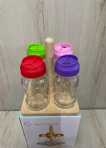 4LÜ AHŞAP STANDLI CAM BAHARATLIK SETİ - Görsel 3