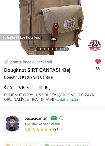  Beden Doughnut sırt çantası