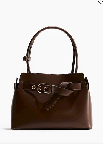Acı Kahve Deri Kemer Detaylı H&M Tote Bag