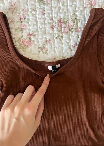 Kadın Kahverengi Uzun Kollu Crop Top - Görsel 2