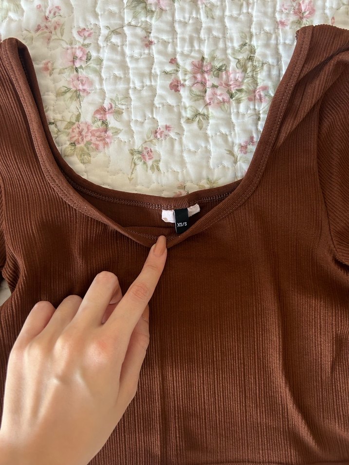 Kadın Kahverengi Uzun Kollu Crop Top - Görsel 2