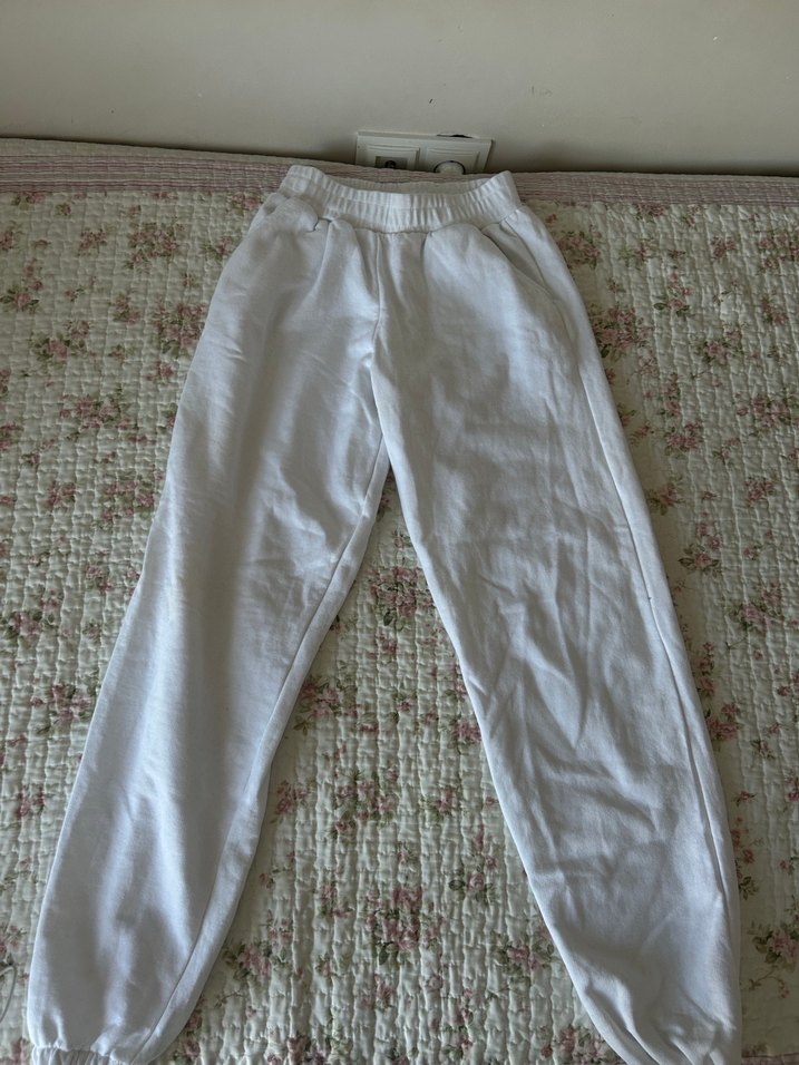 Beyaz Rahat Kesim Kadın Eşofman Altı - Görsel 2