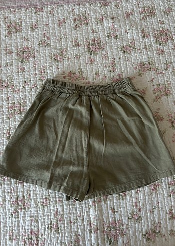 Haki Keten Mini Şort Etek - Görsel 2