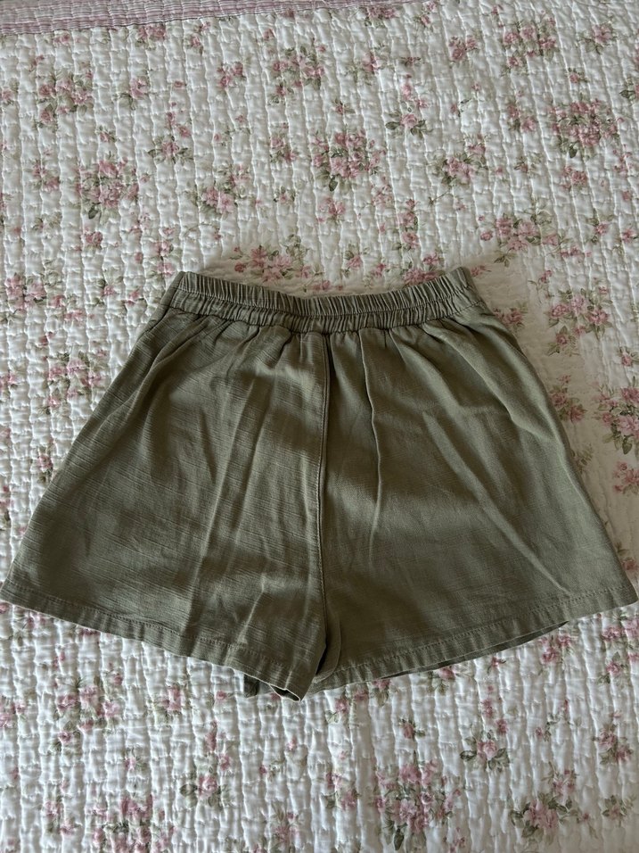 Haki Keten Mini Şort Etek - Görsel 2