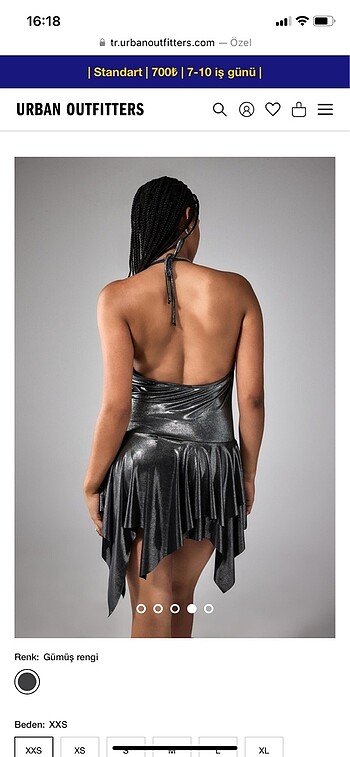 xs Beden gri Renk Urban Outfitters Silver Gümüş Elbise