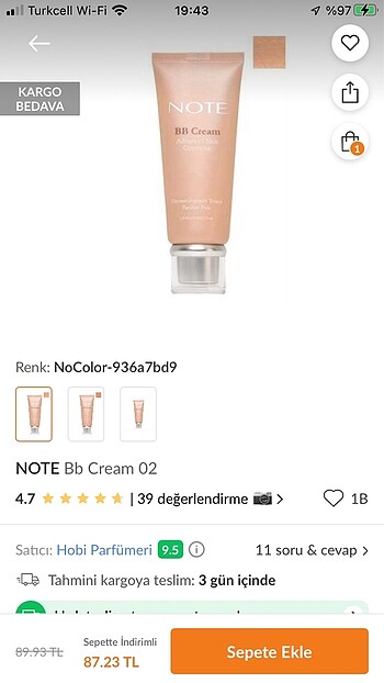 Note bb krem
