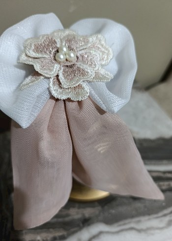 İnci İşlemeli Beyaz Gelin Aksesuarı - Görsel 3