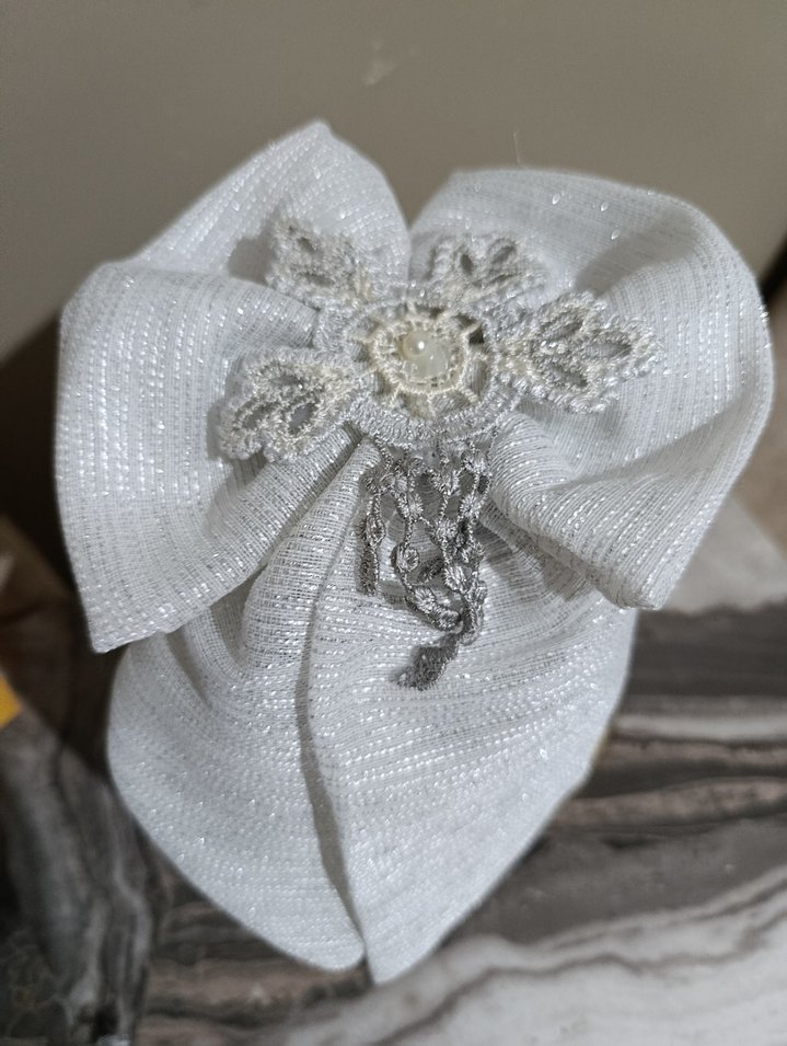 İnci İşlemeli Beyaz Gelin Aksesuarı - Görsel 2