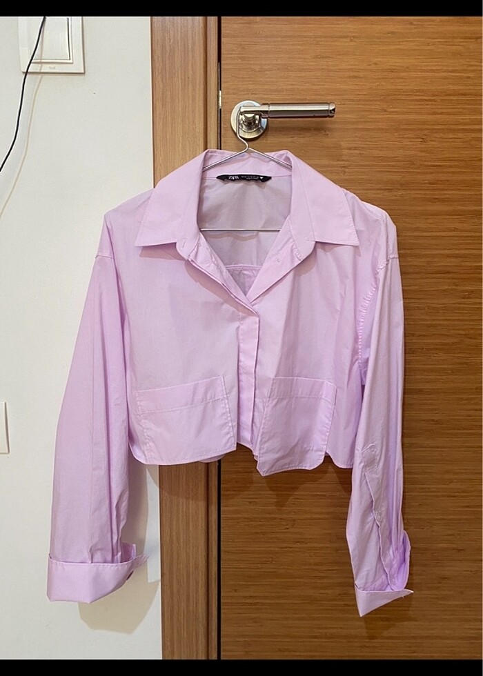 Poplin crop gömlek - Görsel 2