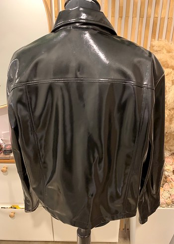 Zara man rugan  Siyah Midi Deri Ceket - Görsel 4