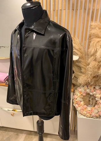 Zara man rugan  Siyah Midi Deri Ceket - Görsel 2