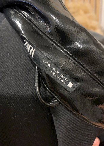 Zara man rugan  Siyah Midi Deri Ceket - Görsel 5