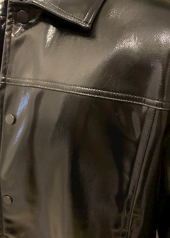 Zara man rugan  Siyah Midi Deri Ceket - Görsel 3