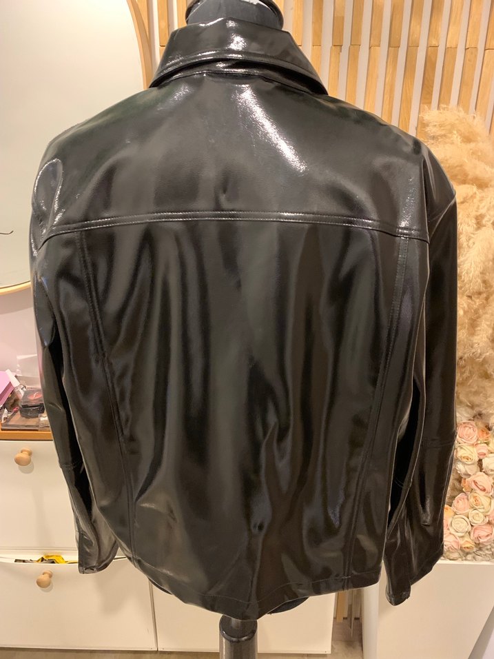 Zara man rugan  Siyah Midi Deri Ceket - Görsel 4