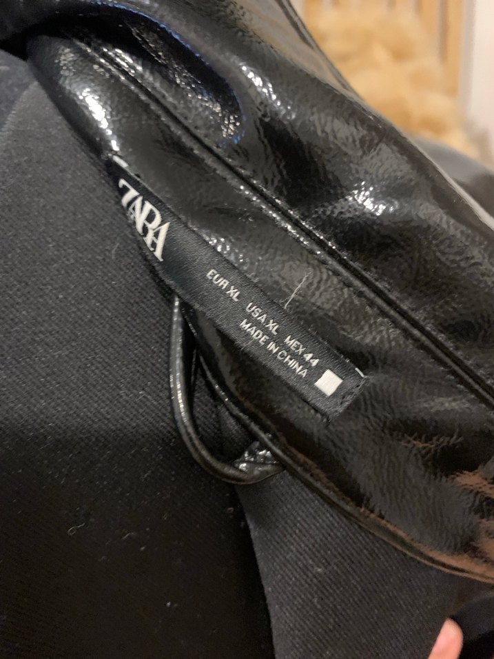 Zara man rugan  Siyah Midi Deri Ceket - Görsel 5