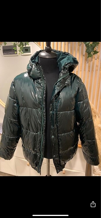Zara man yeşil kaz tüyü kaban