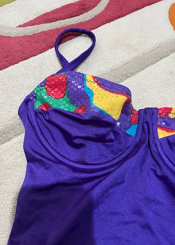 Mor Bağcıklı Bohem Kadın Mayo - Görsel 2