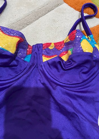 Mor Bağcıklı Bohem Kadın Mayo - Görsel 8