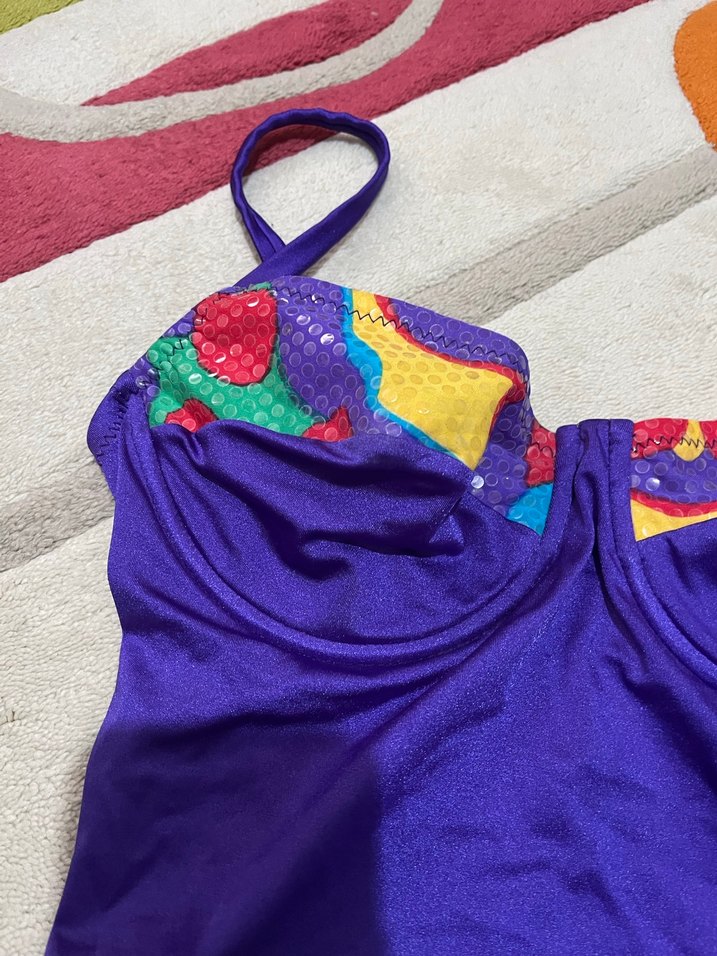 Mor Bağcıklı Bohem Kadın Mayo - Görsel 2