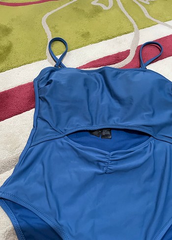 Mavi Askılı Kadın Mayo - Görsel 7