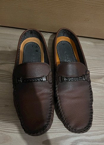 43 Beden Erkek Koyu Kahverengi Deri Tokalı Loafer