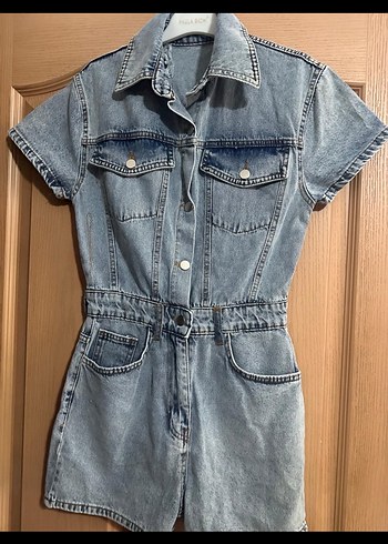 Kadın Kısa Kot Tulum - Görsel 6