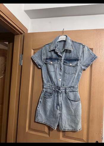 Kadın Kısa Kot Tulum - Görsel 2