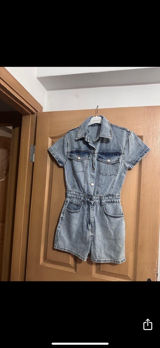 Kadın Kısa Kot Tulum - Görsel 2