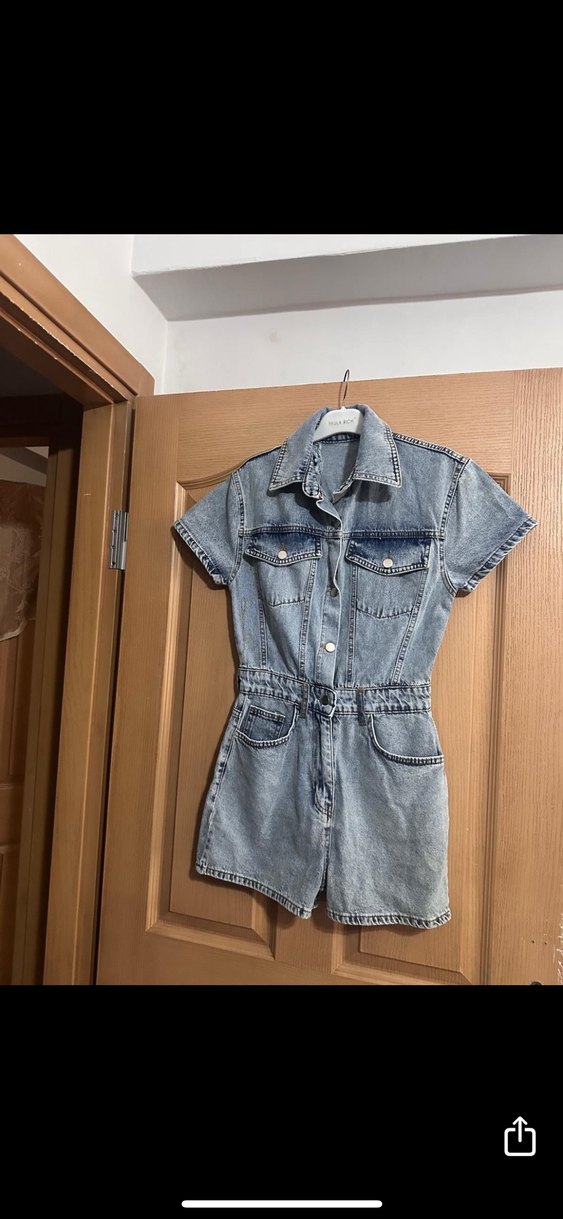 Kadın Kısa Kot Tulum - Görsel 3