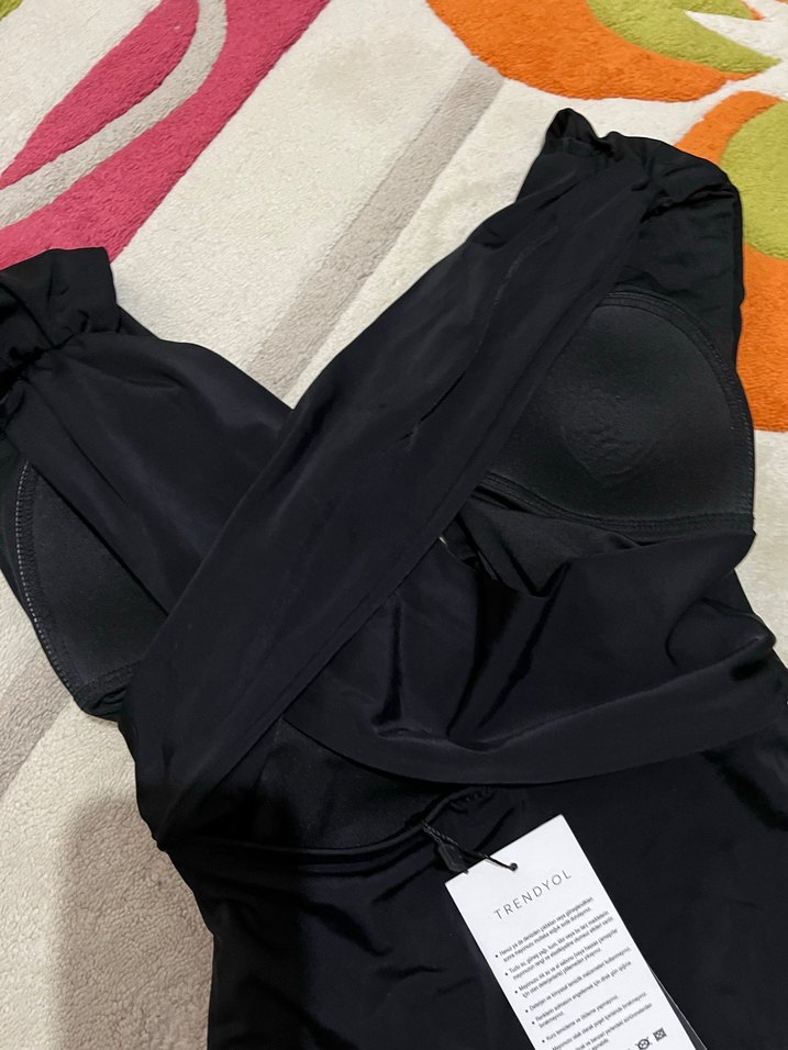 Siyah Drapeli Kadın Mayo - Görsel 5