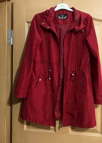 Bordo Midi Boy Kadın Yağmurluk - Görsel 3