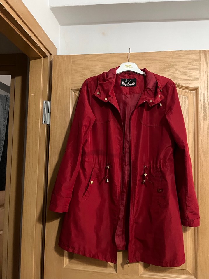 Bordo Midi Boy Kadın Yağmurluk - Görsel 2