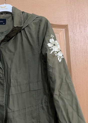 Nakışlı Haki Kadın Midi Ceket - Görsel 4