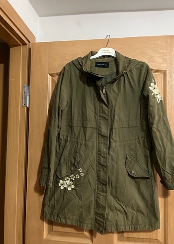 Nakışlı Haki Kadın Midi Ceket - Görsel 2