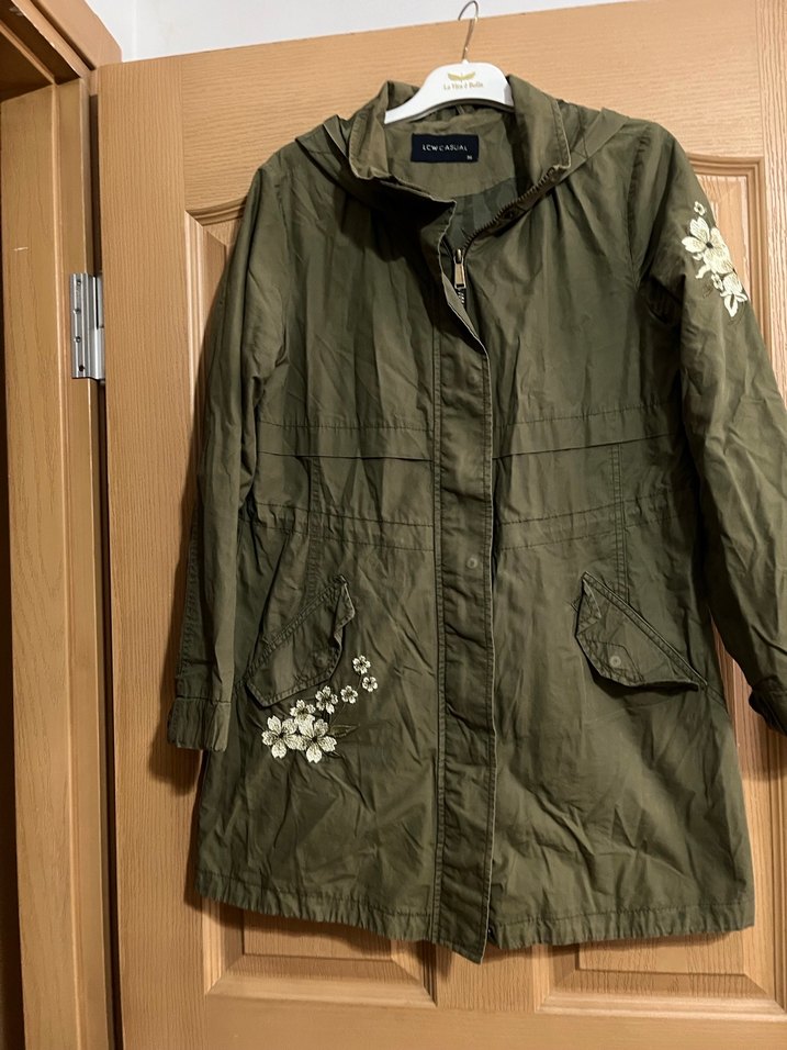 Nakışlı Haki Kadın Midi Ceket - Görsel 3