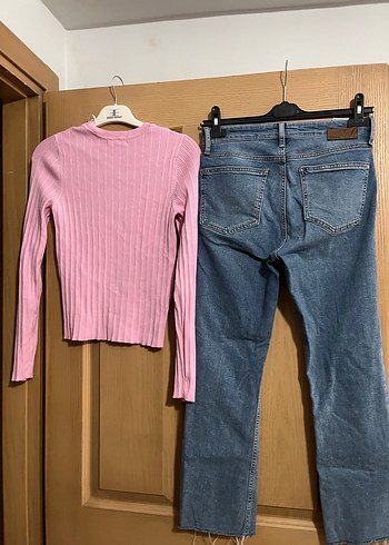 Pembe Midi Boy Dar Kesim Kadın Kot Pantolon - Görsel 7