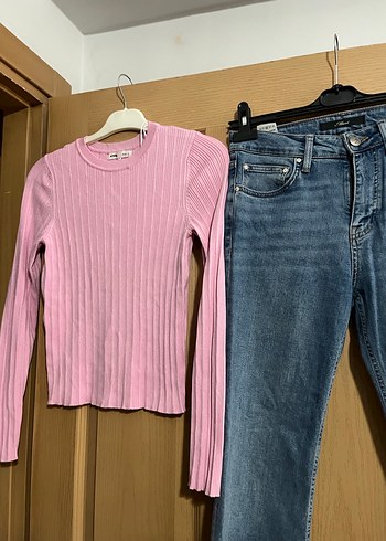 Pembe Midi Boy Dar Kesim Kadın Kot Pantolon - Görsel 12