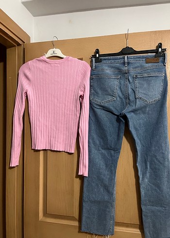 Pembe Midi Boy Dar Kesim Kadın Kot Pantolon - Görsel 8