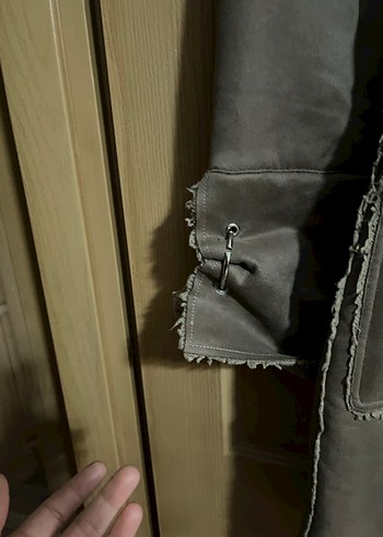 Kürk Detaylı Uzun Süet Kadın Kaban - Görsel 4