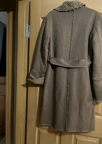 Kürk Detaylı Uzun Süet Kadın Kaban - Görsel 6